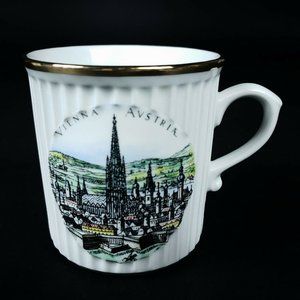 Schlogl-Vienna Austria Souvenir Mug Ribbed Gold